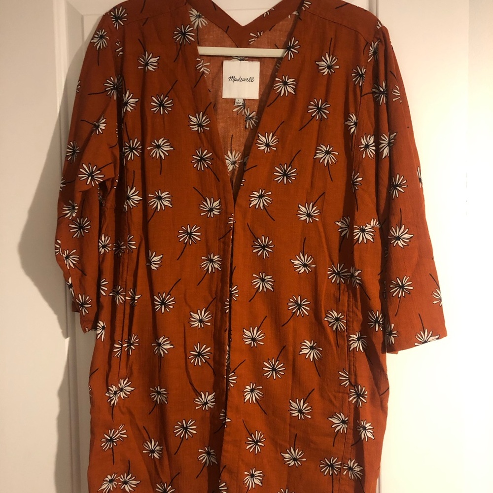 Madewell red-orange floral cover-up